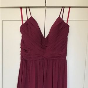 JLM Couture Burgundy bridesmaid dress